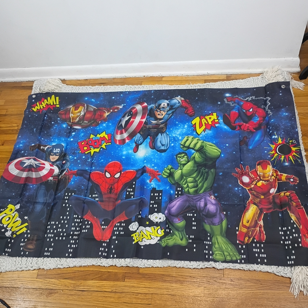 NWT Superhero Theme Backdrop 5ft x 3ft  Multicolor Kids Party